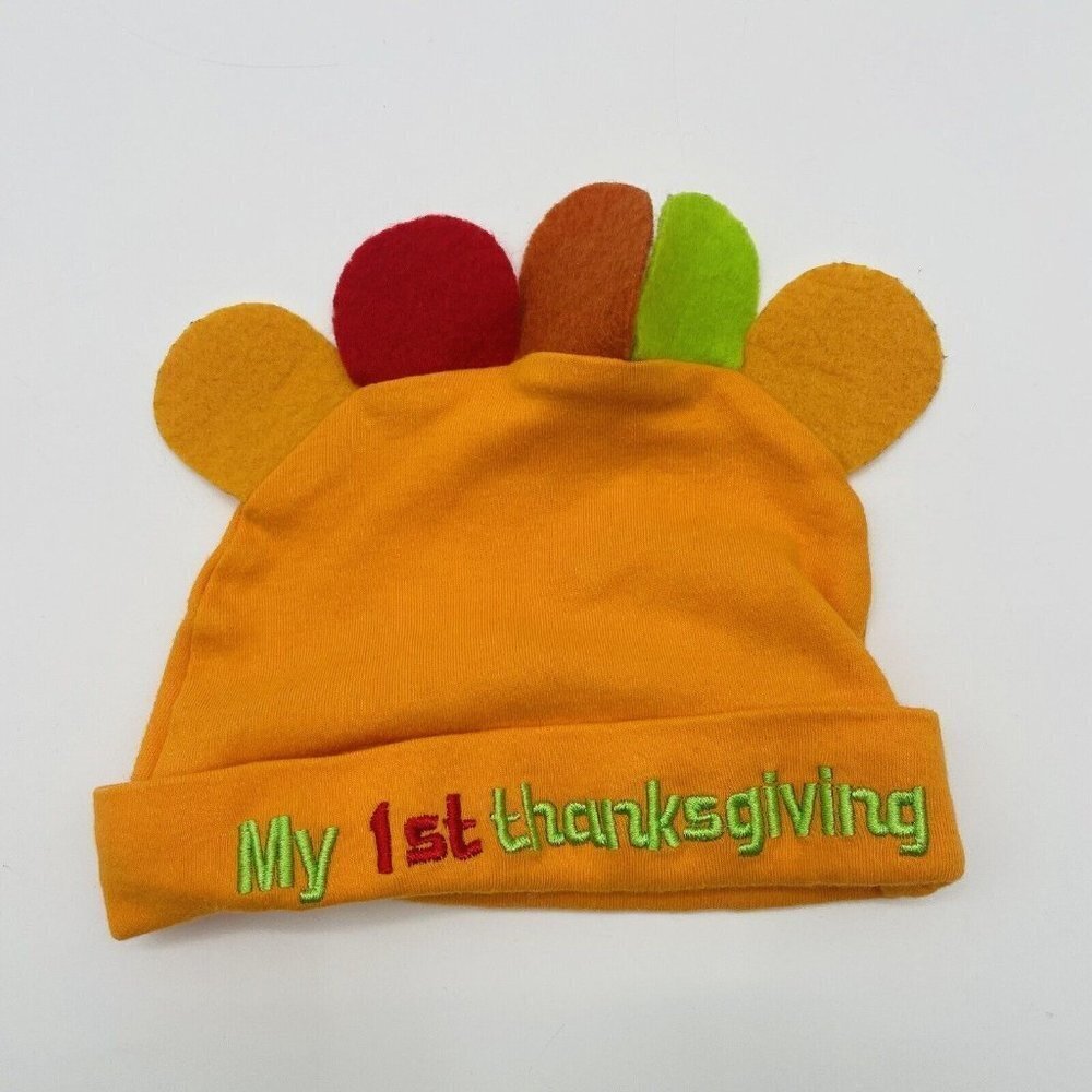 Tender Kisses My First Thanksgiving‎ Felt Feather Turkey Hat Baby 0-6 M 1815